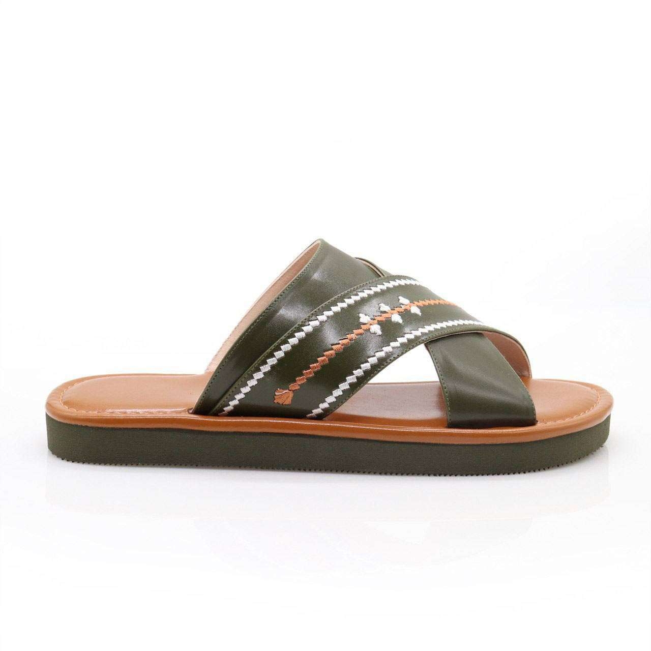 حذاء جلد زيتي 2 حذاء جلد زيتي 2