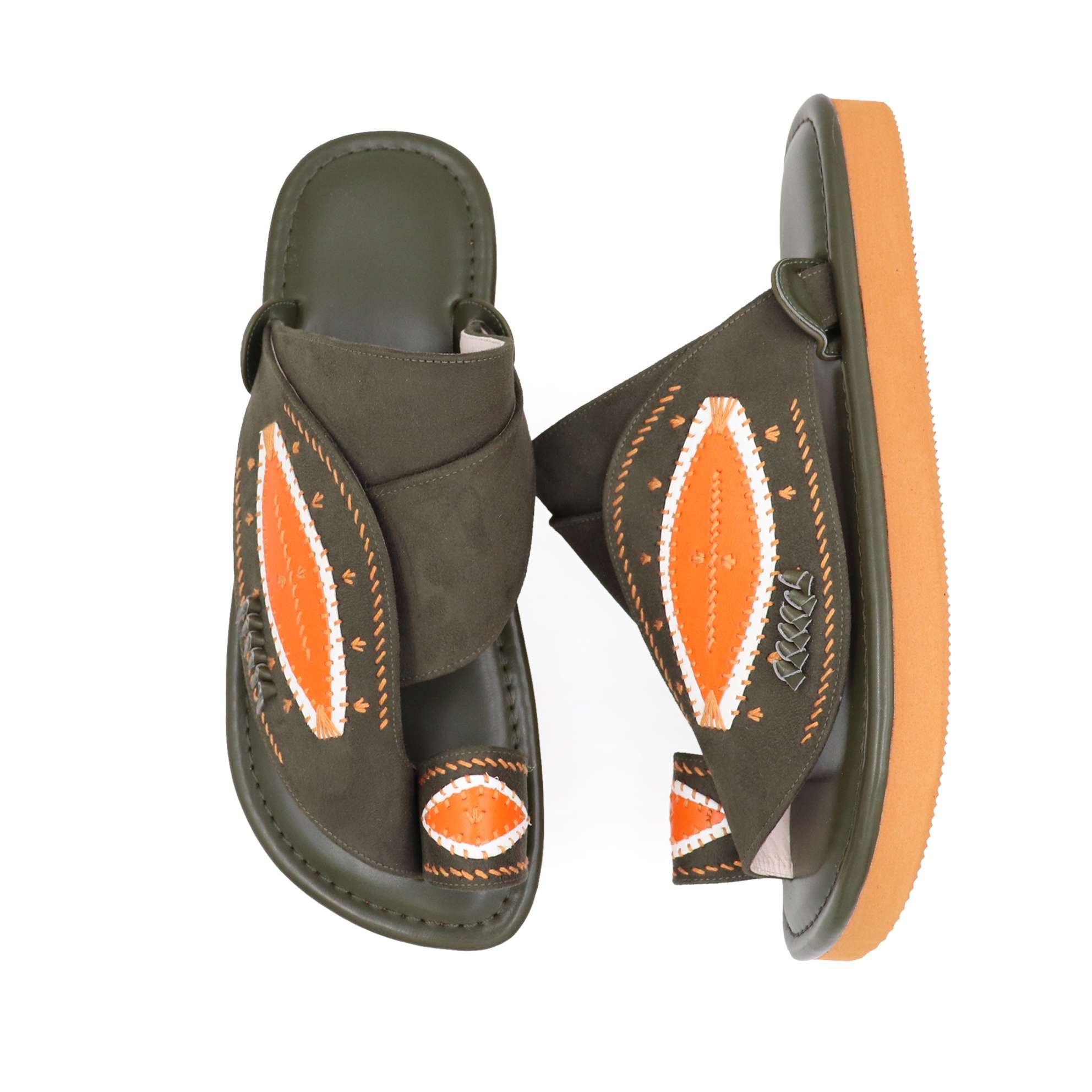 حذاء شرقي مطرز زيتي في برتقالي4 حذاء شرقي مطرز زيتي في برتقالي4