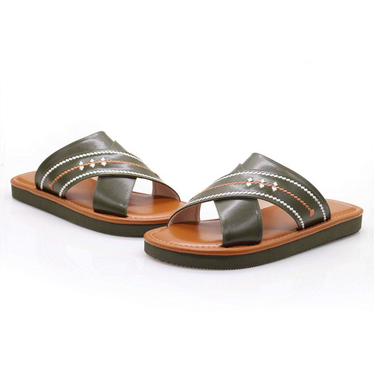 حذاء جلد زيتي حذاء جلد زيتي