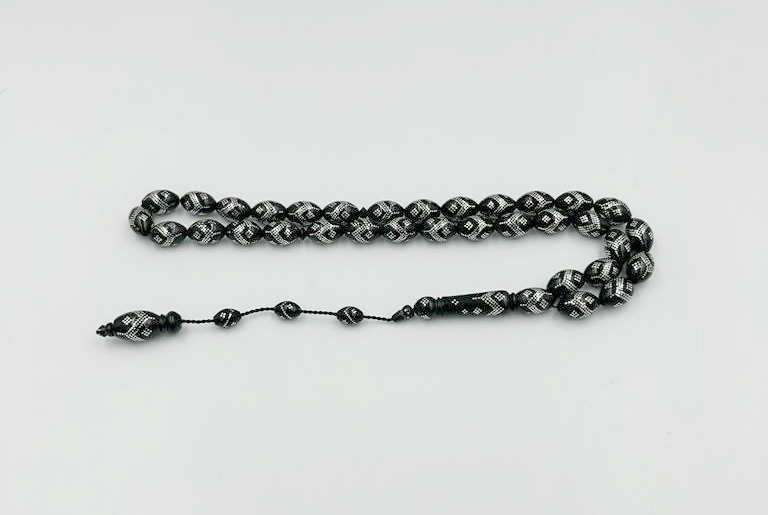 سبحة كوك مطعم فضة 33 خرزة سبحة كوك مطعم فضة 33 خرزة