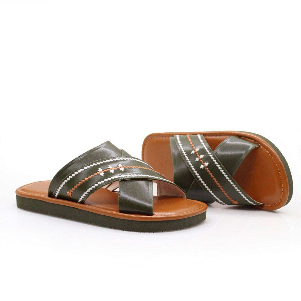 حذاء جلد زيتي 1 حذاء جلد زيتي 1