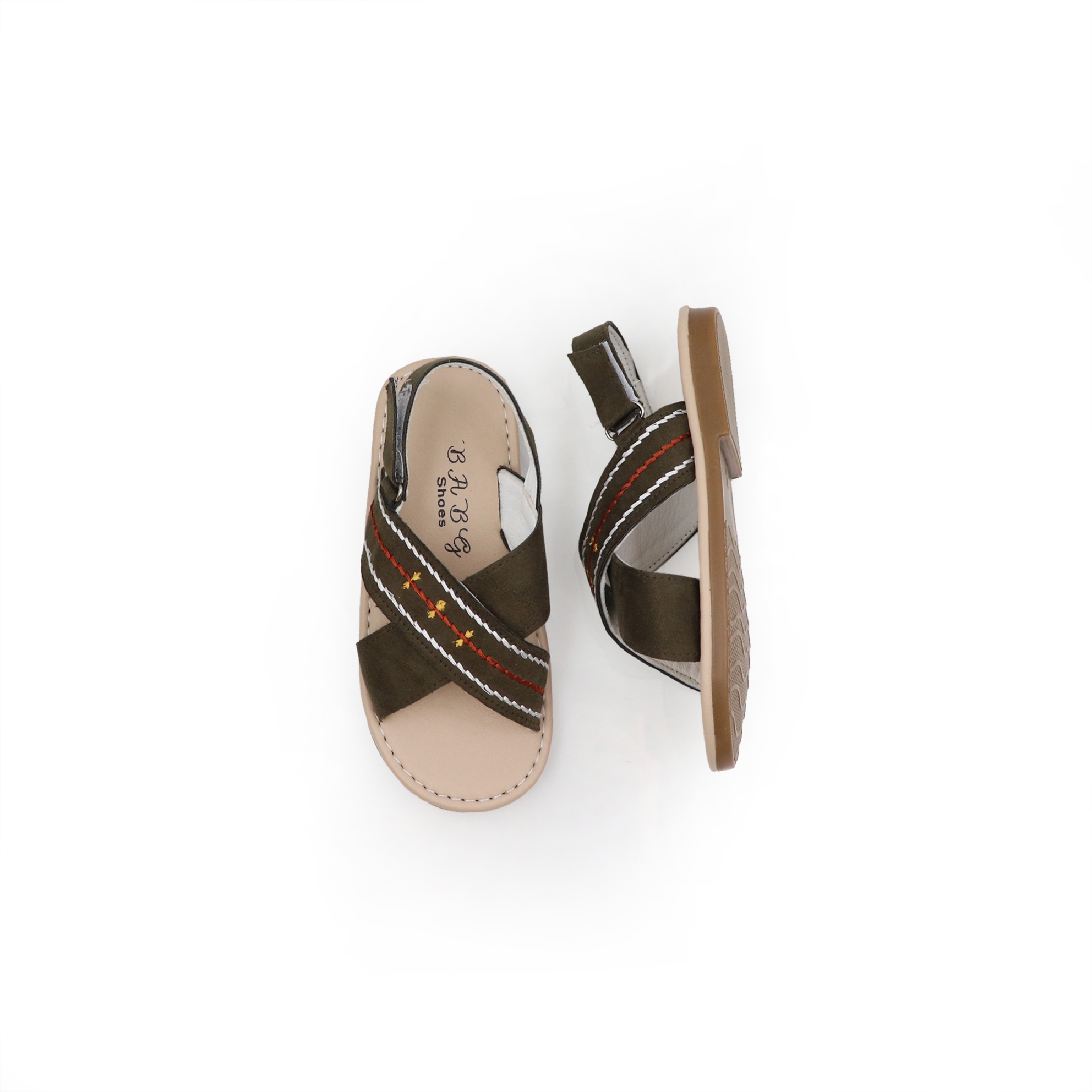 حذاء ولادي زيتي مطرز حذاء ولادي زيتي مطرز