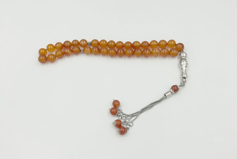 سبحة عقيق برازيلي كبدي 33 خرزة سبحة عقيق برازيلي كبدي 33 خرزة