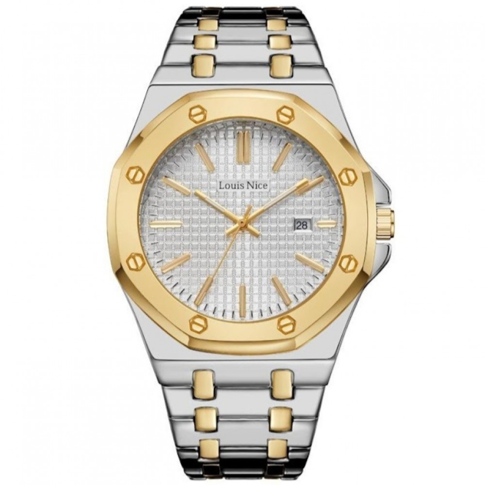 ساعة رجالية انيقة باللون الفضي والذهبي 222 ساعة رجالية انيقة باللون الفضي والذهبي 222